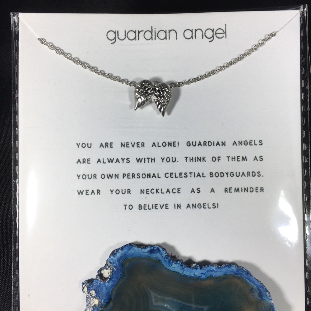 Silver Guardian Angel Necklace with Card